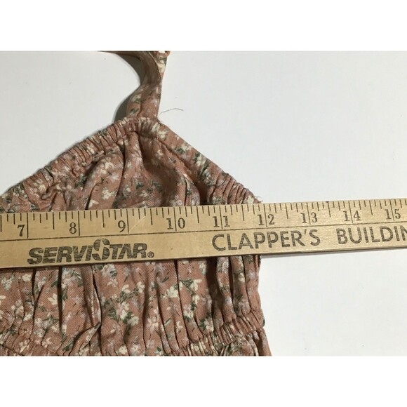 Arizona Jean Co Jumpsuit Womans Sm Brown Floral Smocked Strappy Wide Leg Peasant - Picture 16 of 16